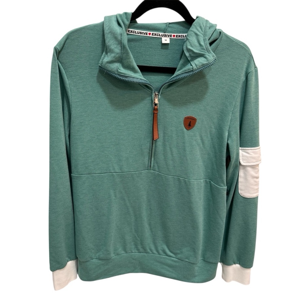 Wanakome Women’s Exclusive 1/2 Zip Hoodie SZ M Teal Green